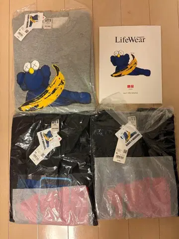 [새상품] 2024 유니클로 카우스 x 워홀 스웨트 셔츠 3장 세트