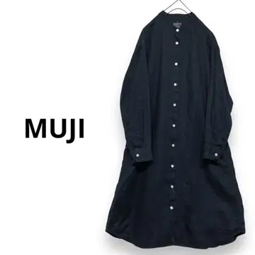 정가 4,990엔 MUJI 프렌치 린넨 워싱 스탠드 카라 원피스