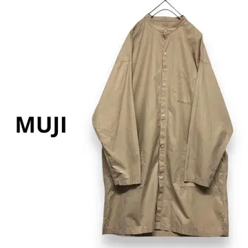 정가 5,990엔 MUJI LABO 초장면 포플린 롱 기장 셔츠 원피스