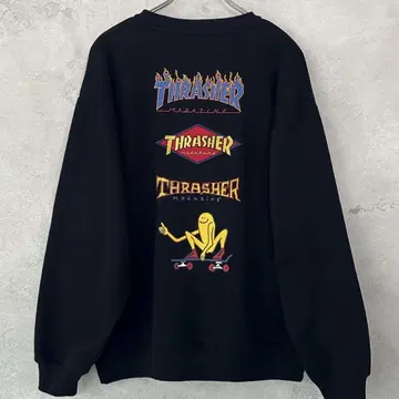 THRASHER 트레셔 백 자수 프린트 맨투맨 블랙 L