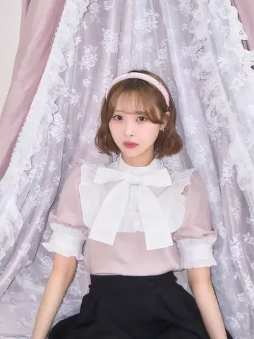 멜티 스위트 리본 블라우스 핑크