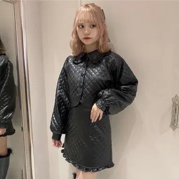 버블스 퀼팅 자켓 블랙