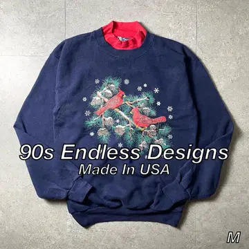 90s Endless Designs 맨투맨 카디널 자수 USA