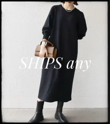 SHIPS any 블랙 롱 원피스 원피스 롱 속기모