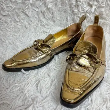 DRIES VAN NOTEN 골드 가죽 로퍼 신발