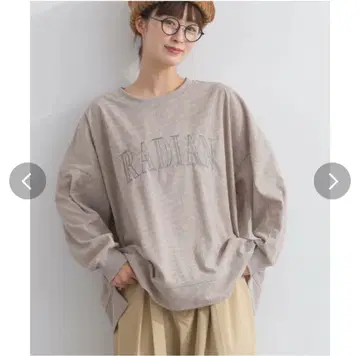 Lupilien 골지 기모 티셔츠 로고 자수 드로스트 풀오버 그레이지