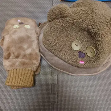 곰 얼굴 디자인 모자 및 장갑 세트