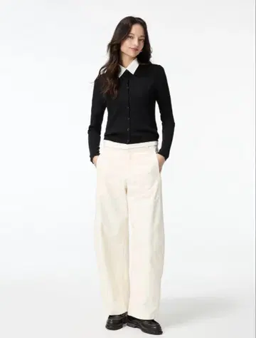 저지 배럴 레그 팬츠 화이트 M 사이즈 UNIQLO