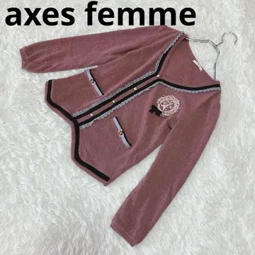 axes femme (M) 긴팔 니트 스웨터 자수 레이스