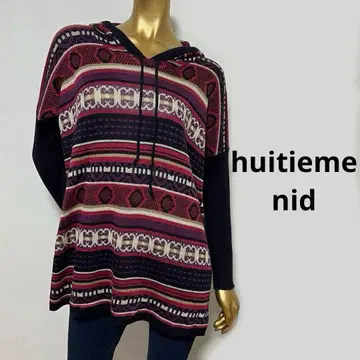 [ 3474 ] huitieme nid 후드 부착 바이컬러 니트 튜닉