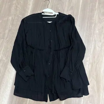 제나 에스파스 멜베이유 페플럼 셔츠 블랙