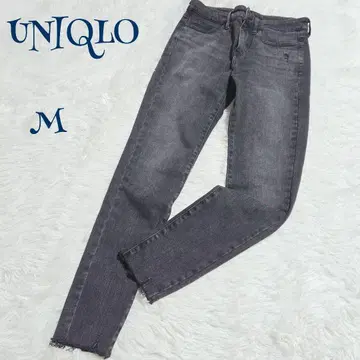 유니클로 ] 밑단 프린지 스키니 슬림 데님 청바지 M 컷오프 가공 무지