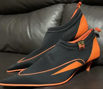 PURPLE ZARA 블랙/오렌지 스틸레토 부티 38