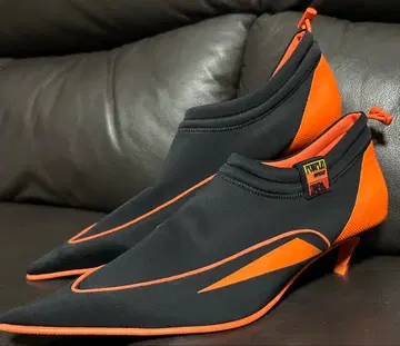 PURPLE ZARA 블랙/오렌지 스틸레토 부티 38