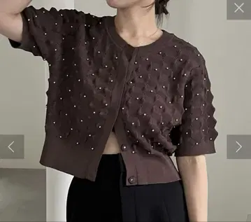 카프리슈 마쥬 도트 반팔 가디건 브라운