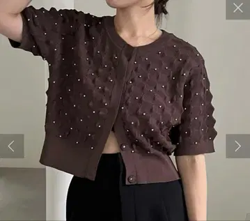 카프리슈 마쥬 도트 반팔 가디건 브라운