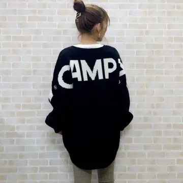 CAMP7/백 빅 로고 니트/블랙/M~L/