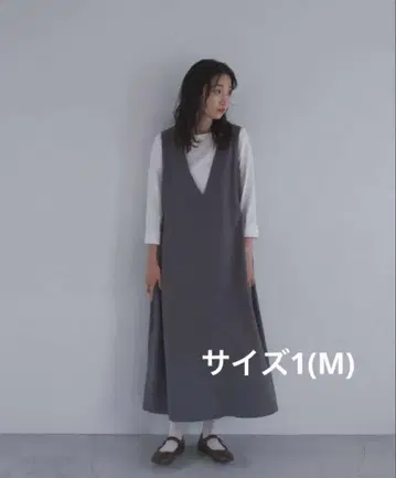 foufou V넥 오버롤 스커트 M