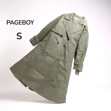 [택 포함] PAGEBOY 트렌치코트 S 그린 여성용 A라인