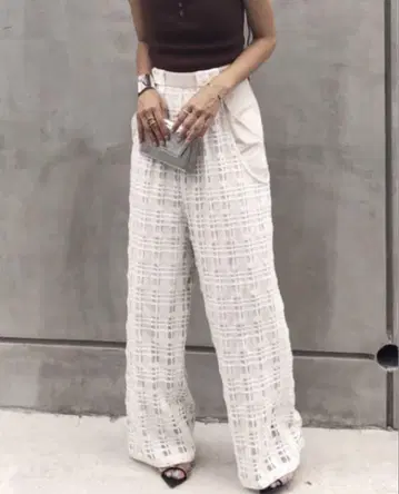 Ameri Vintage SHEER CHECKLAYERED PANTS