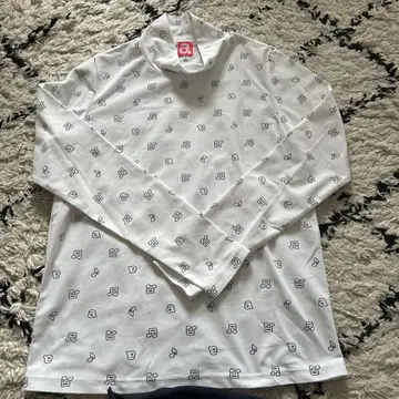 하이넥 셔츠 38 화이트 음표 프린트