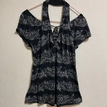 Hysteric glamour 꽃무늬 오프숄더 반팔 튜닉 T셔츠