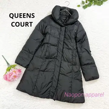 QUEENS COURT 페더 혼 다운 코트 롱 S 블랙 하자품