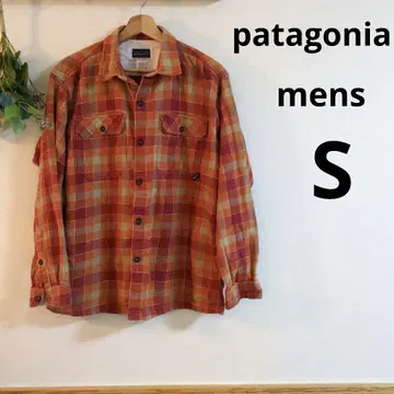 Patagonia 오렌지 계열 체크 플란넬 셔츠 mens [ S ]
