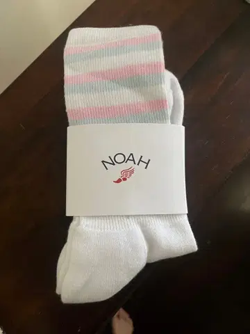 NOAH 스트라이프 삭스 L 사이즈 화이트/핑크