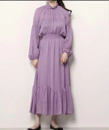 그린 라벨 릴랙싱 셔링 원피스 퍼플 라벤더