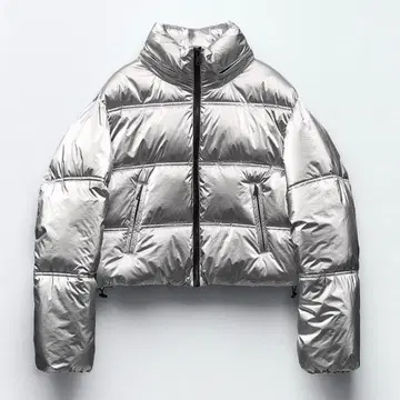 ZARA 자라*윈드 프로텍션 메탈릭 퍼프 아노락 XS