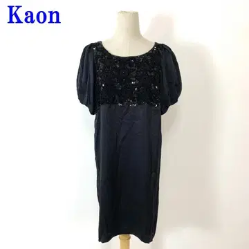 Kaon 카온 반팔 원피스 블랙 검정 실크 100% 38 C3077