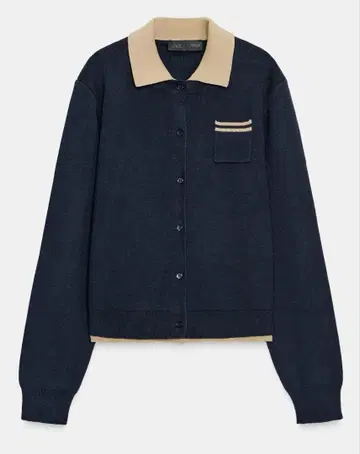 zara 대비 더블 레이어 폴로 니트 가디건