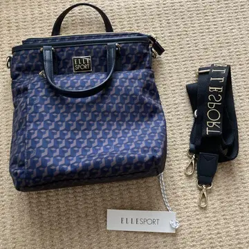 ELLE SPORT 발수 큐브 패턴 2웨이 세로형 숄더백