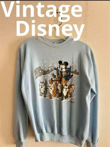 80s 빈티지 Disney 디즈니 맨투맨 스카이블루 카피라이트 포함