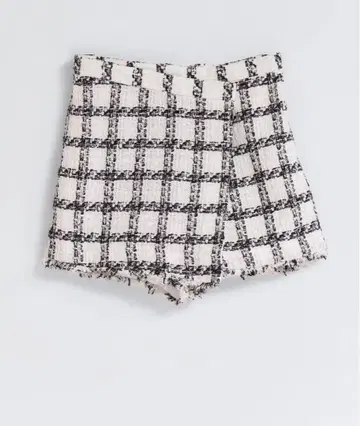 herlipto Check Tweed Peplum Shorts