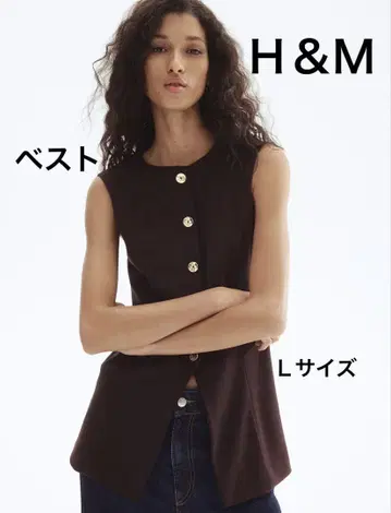 H&M 골드 버튼 베스트 다크 브라운