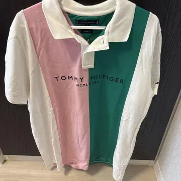 TOMMY HILFIGER 피케 셔츠 M 사이즈 핑크/그린