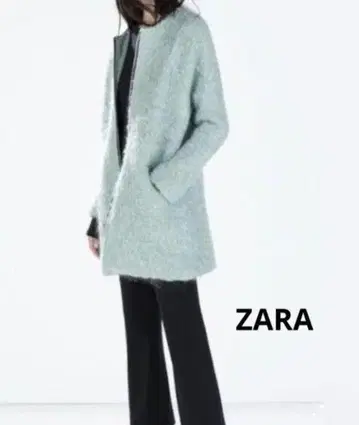 [ 새상품급 ] ZARA 민트 그린 롱 코트 모헤어