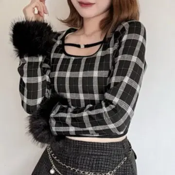 NOMAE 원웨이 퍼 커프스 백리본 상의 블랙