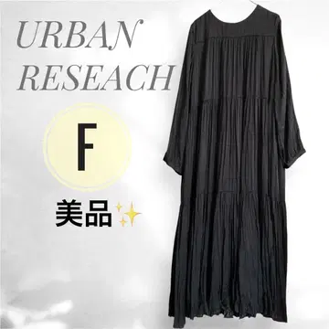 URBAN RESEARCH 랜덤 플리츠 티어드 원피스 블랙 F