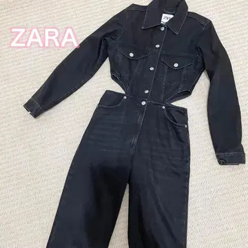 ZARA 점프수트 블랙 긴팔 데님 작업복