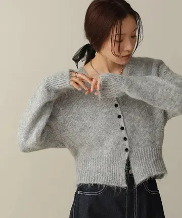 택 포함 새상품 bab 숏 샤기 싸개 버튼 가디건 6445052