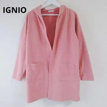 [이그니오] 후드 가운 롱 가디건 겉옷 포켓 있음 핑크