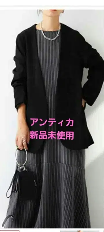 새상품 안티카 블랙 노카라 자켓 F 사이즈