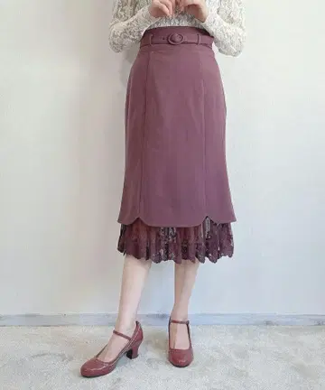 An Another Angelus 레이스 레이어드 타이트 스커트