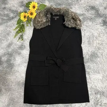 BANANA REPUBLIC 니트 베스트 페이크퍼 블랙 S 사이즈