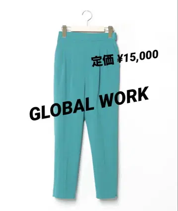 GLOBAL WORK 플리츠 팬츠 터콰이즈 블루 S 사이즈