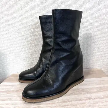 새상품급 JVAM 숏부츠 가죽 블랙 39 (24.5cm) 웨지