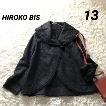 히로코비스 [13호] 빅 칼라 울 자켓 판초풍 메쉬 그레이